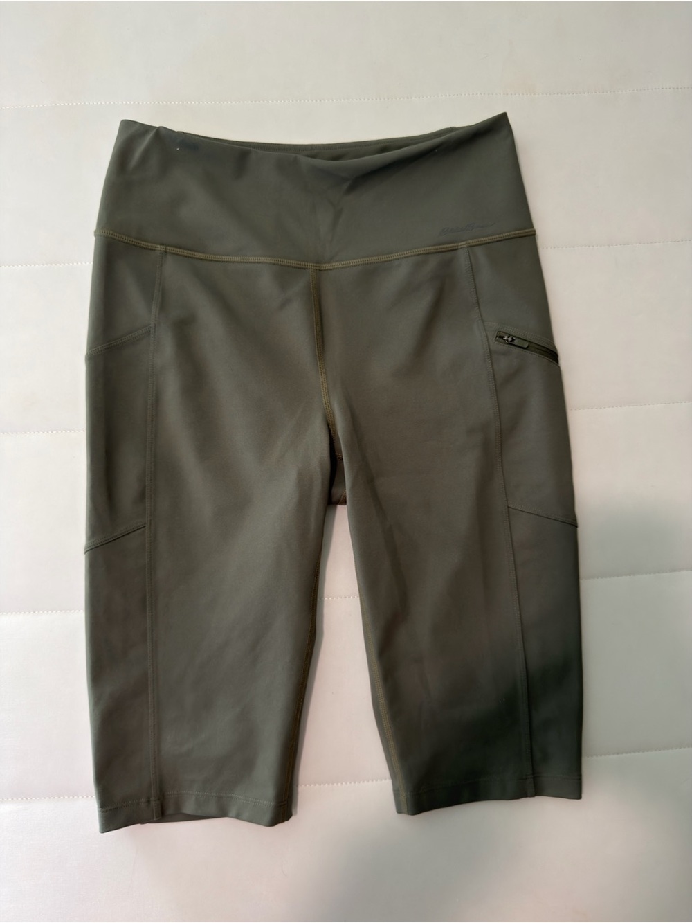 Eddie Bauer Stretch Capri Leggings Gray Elastic Waist Pockets Women's M